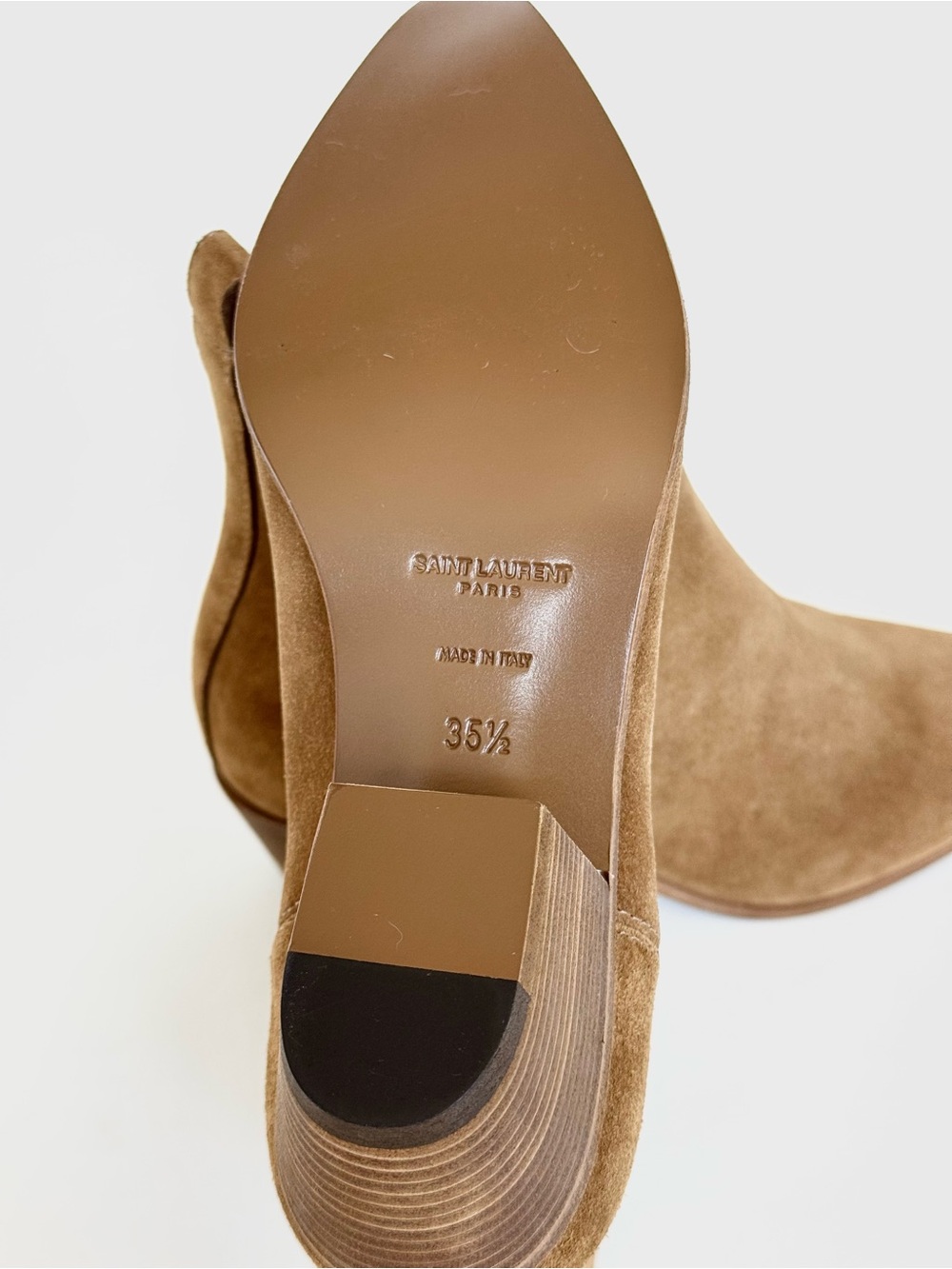 Saint Laurent Wyatt Chelsea Booties in Tan Suede with 2” Heel Stack - Italy - Picture 13 of 13